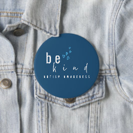 Bóton Redondo 10.16cm autism awareness be kind blue hearts modern 