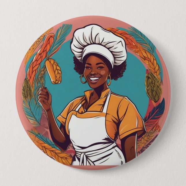 Bóton Redondo 10.16cm badge afro (Frente)