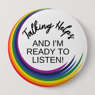 Bóton Redondo 10.16cm BADGE Mental Health Awareness   Talking Helps