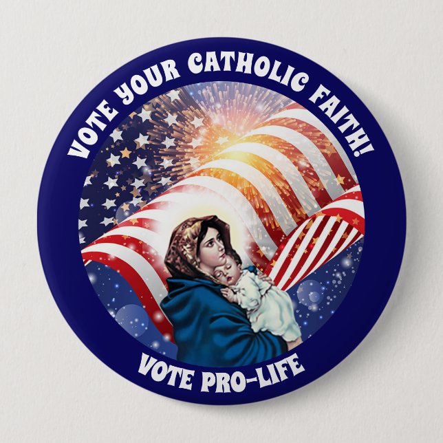 Bóton Redondo 10.16cm Bandeira americana abençoada de Jesus do bebê da (Frente)