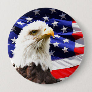 Bóton Redondo 10.16cm Bandeira Americana com Águia Balda