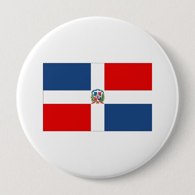 Bóton Redondo 10.16cm Bandeira da República Dominicana (Frente)