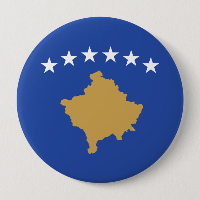 Bóton Redondo 10.16cm Bandeira do Kosovo (Frente)
