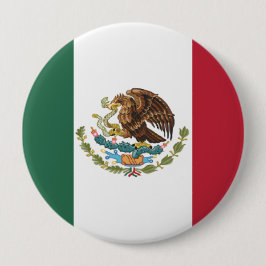 Bóton Redondo 10.16cm Bandeira do México Tricolor Verde Branco Vermelho,