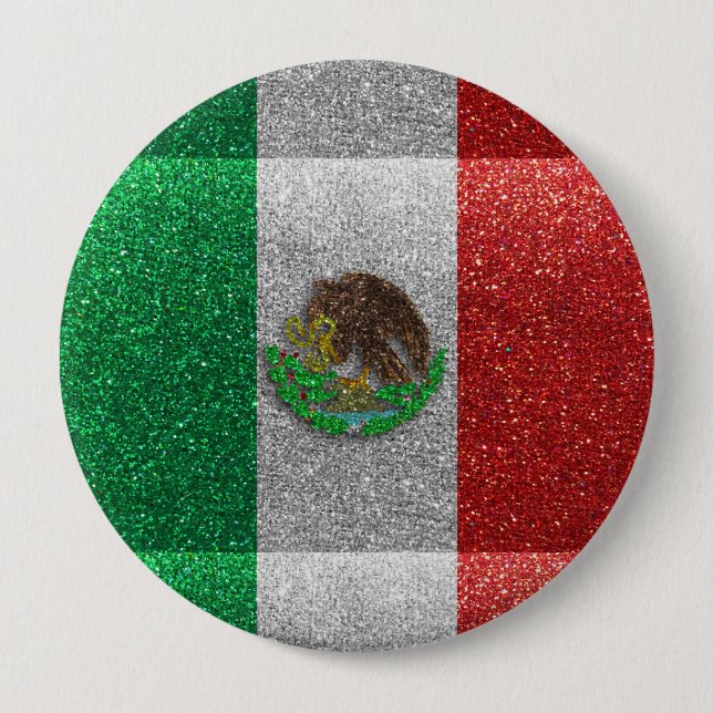 Bóton Redondo 10.16cm Bandeira mexicana do México Latim Bling (Frente)