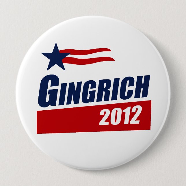 Bóton Redondo 10.16cm Banner GINGRICH 2012 (Frente)