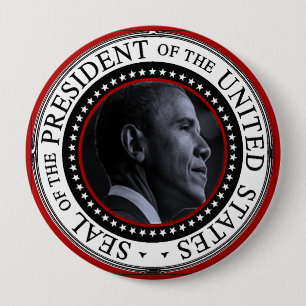 Bóton Redondo 10.16cm Barack Obama Presidente Seal