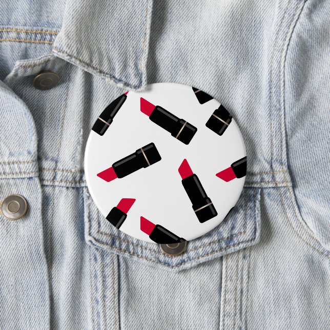 Bóton Redondo 10.16cm Batom vermelho sem costura desenho branco (In Situ)