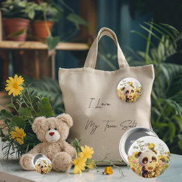 Bóton Redondo 10.16cm Bebê Panda Com Botão Girassol