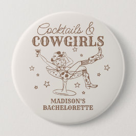 Bóton Redondo 10.16cm Beige Cocktails e Cowgirl Favores da Bachelorette