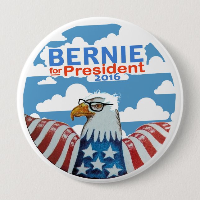Bóton Redondo 10.16cm Bernie para o presidente 2016 (Frente)