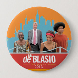 Bóton Redondo 10.16cm Bill de Blasio & Mayor 2013 da família NYC