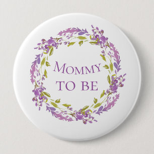 Bóton Redondo 10.16cm Boho Purple Wreath Mamãe de 4"