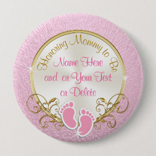 Bóton Redondo 10.16cm Bonito Mamãe personalizada cor-de-rosa e Dourada 