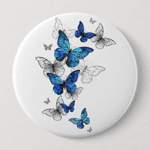 Bóton Redondo 10.16cm Borboletas Azuis Morpho