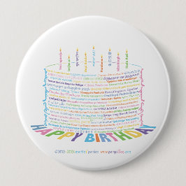 Bóton Redondo 10.16cm Botão de Bolo de Aniversário do Mundo