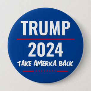 Bóton Redondo 10.16cm Botão de Campanha Trump 2024 Retomar a América