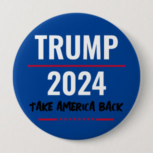Bóton Redondo 10.16cm Botão de Campanha Trump 2024 Retomar a América