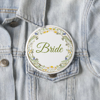 Bóton Redondo 10.16cm Botão de Casamento Flores de Verão - Personalizáve