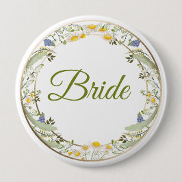 Bóton Redondo 10.16cm Botão de Casamento Flores de Verão - Personalizáve