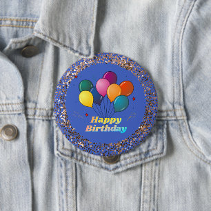 Bóton Redondo 10.16cm Botão de Celebração de Feliz Aniversário