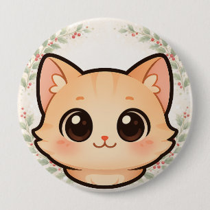 Bóton Redondo 10.16cm Botão de Rosto de Gato Kawaii Fofo