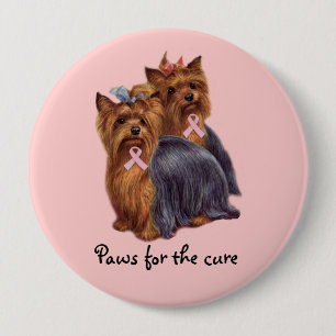 Bóton Redondo 10.16cm Botão do cancro da mama do yorkshire terrier