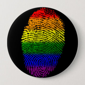 Bóton Redondo 10.16cm Botão do pino LGBT do Rainbow Fingerprint