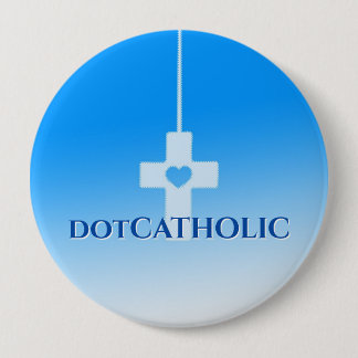 Bóton Redondo 10.16cm Botão dotCATHOLIC Azul 4 polegadas Estilo Nº #3507