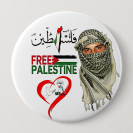 Bóton Redondo 10.16cm Botão Free Palestine