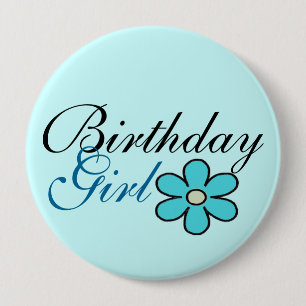 Bóton Redondo 10.16cm Botão grande da menina azul bonito do aniversári