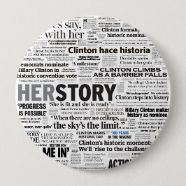 Bóton Redondo 10.16cm Botão histórico do título de Hillary 2016