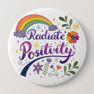 Bóton Redondo 10.16cm Botão "Irradie Positividade"