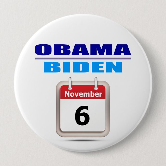 Bóton Redondo 10.16cm Botão - Obama/Biden - Calendário (Frente)