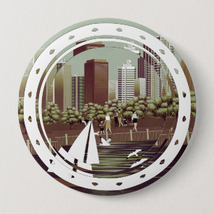 Bóton Redondo 10.16cm Botão paisagem urbana