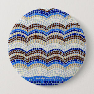 Bóton Redondo 10.16cm Botão redondo enorme do mosaico azul