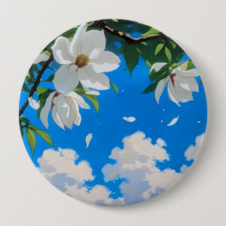 Bóton Redondo 10.16cm Botão - Série Floral Magnólia Branca