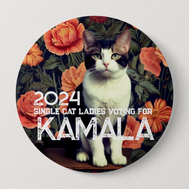 Bóton Redondo 10.16cm Botão solteiro Gato para Kamala (Frente)