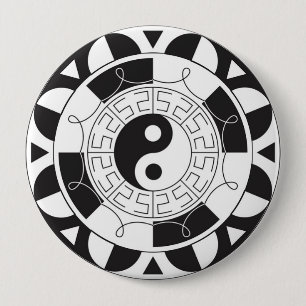 Bóton Redondo 10.16cm Botão Yin Yang Mandala