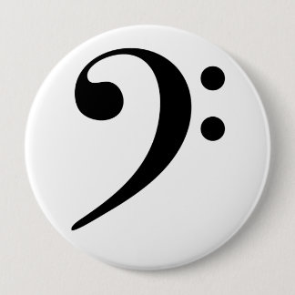 Bóton Redondo 10.16cm Broche (Botton) Clave de Fá Preta