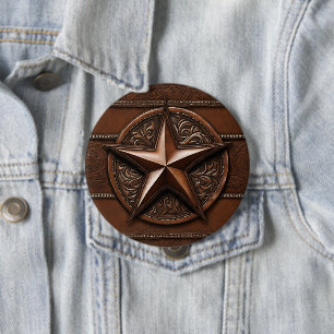 Bóton Redondo 10.16cm Brown Cowboy Russo Western Country Texas Star