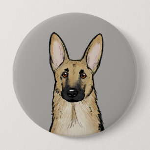 Bóton Redondo 10.16cm Cachorro-claro e German shepherd preto   Pet Art
