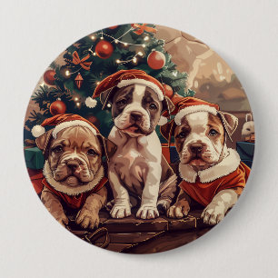 Bóton Redondo 10.16cm Cachorros Pit Bull Filhotes de Natal