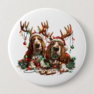 Bóton Redondo 10.16cm Cães Basset Hound de Natal
