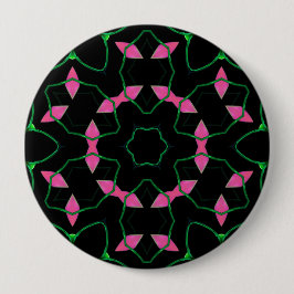 Bóton Redondo 10.16cm Caleidoscópio Esmeralda e Rosa