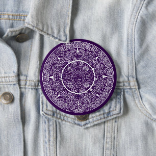 Bóton Redondo 10.16cm Calendário maia do Aztec Sun Stone mexicano 3