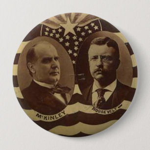 Bóton Redondo 10.16cm Campanha pelo botão McKinley/Roosevelt