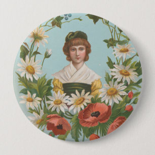Bóton Redondo 10.16cm Cartão de Dia dos Namorados Kitsch Retro Alemão, 1