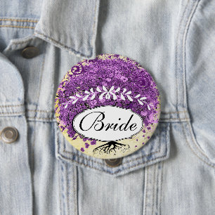 Bóton Redondo 10.16cm Casamento da Árvore de Folha de Coração Roxo Radia