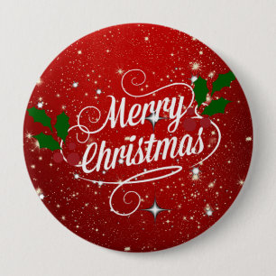 Bóton Redondo 10.16cm Celebração Vermelho, Feliz Natal